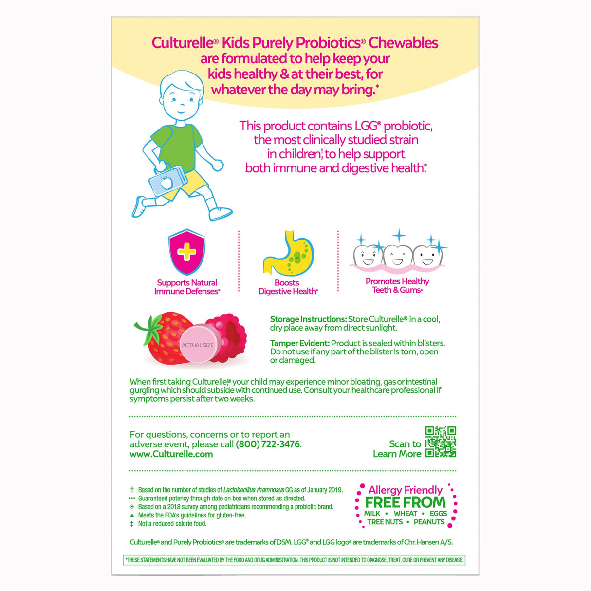 Pediatric Probiotic Dietary Supplement Culturelle® 30 per Box Chewable Tablet - BeHope