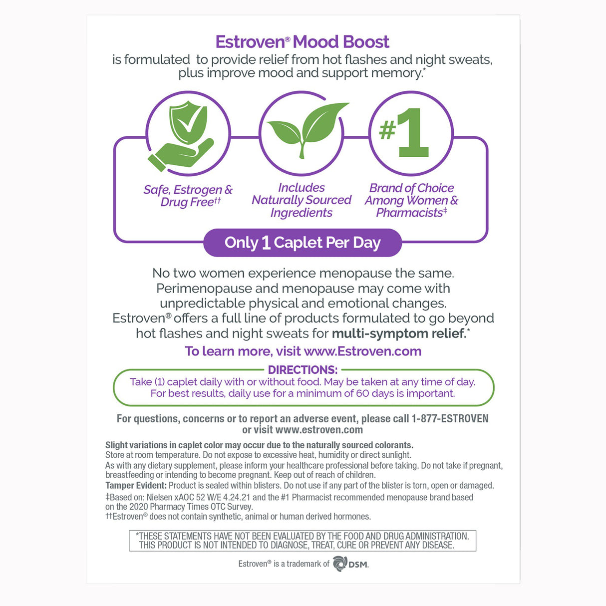 Dietary Supplement Estroven® Mood Boost Black Cohosh / Magnolia Bark / Ginkgo biloba 40 mg - 15 mg - 120 mg Strength Caplet 30 per Box - BeHope