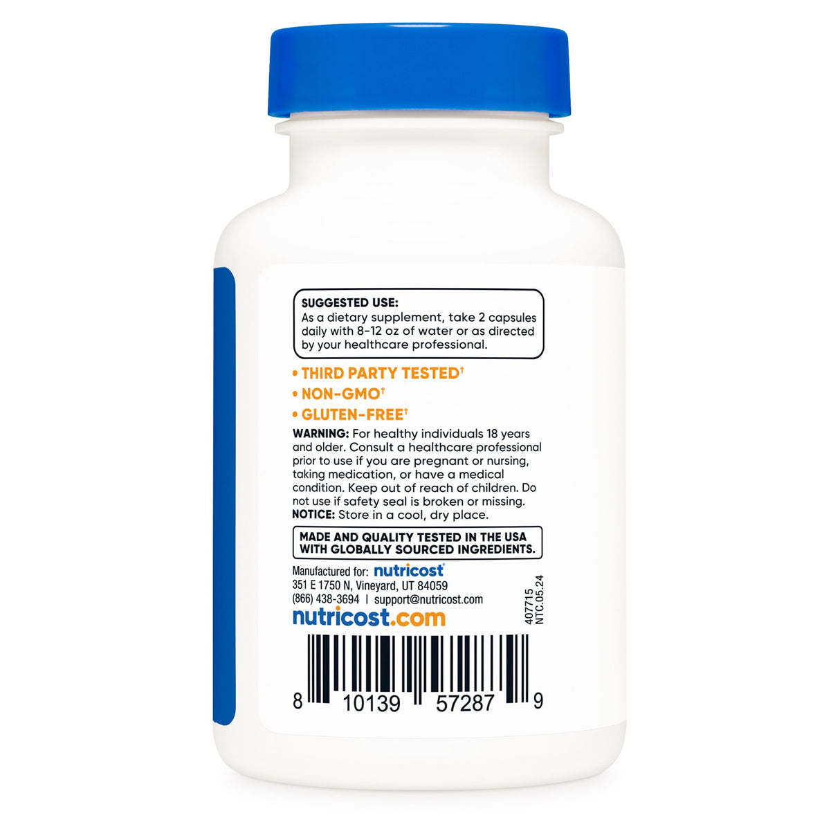 Dietary Supplement nutricost® Berberine 600 mg Strength Capsule 60 Per Bottle - BeHope