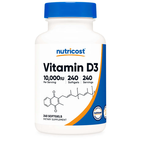 Dietary Supplement nutricost® Vitamin D3 10,000 IU Strength Softgel 240 Per Bottle - BeHope