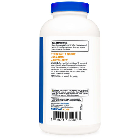 Dietary Supplement nutricost® Psyllium Husk 500 mg Strength Capsule 500 Per Bottle - BeHope