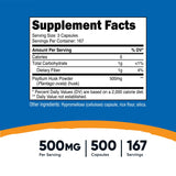 Dietary Supplement nutricost® Psyllium Husk 500 mg Strength Capsule 500 Per Bottle - BeHope