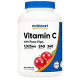 Dietary Supplement nutricost® Vitamin C with Rose Hips Vitamin C / Rose Hips 1,000 mg - 25 mg Strength Capsule 240 Per Bottle - BeHope