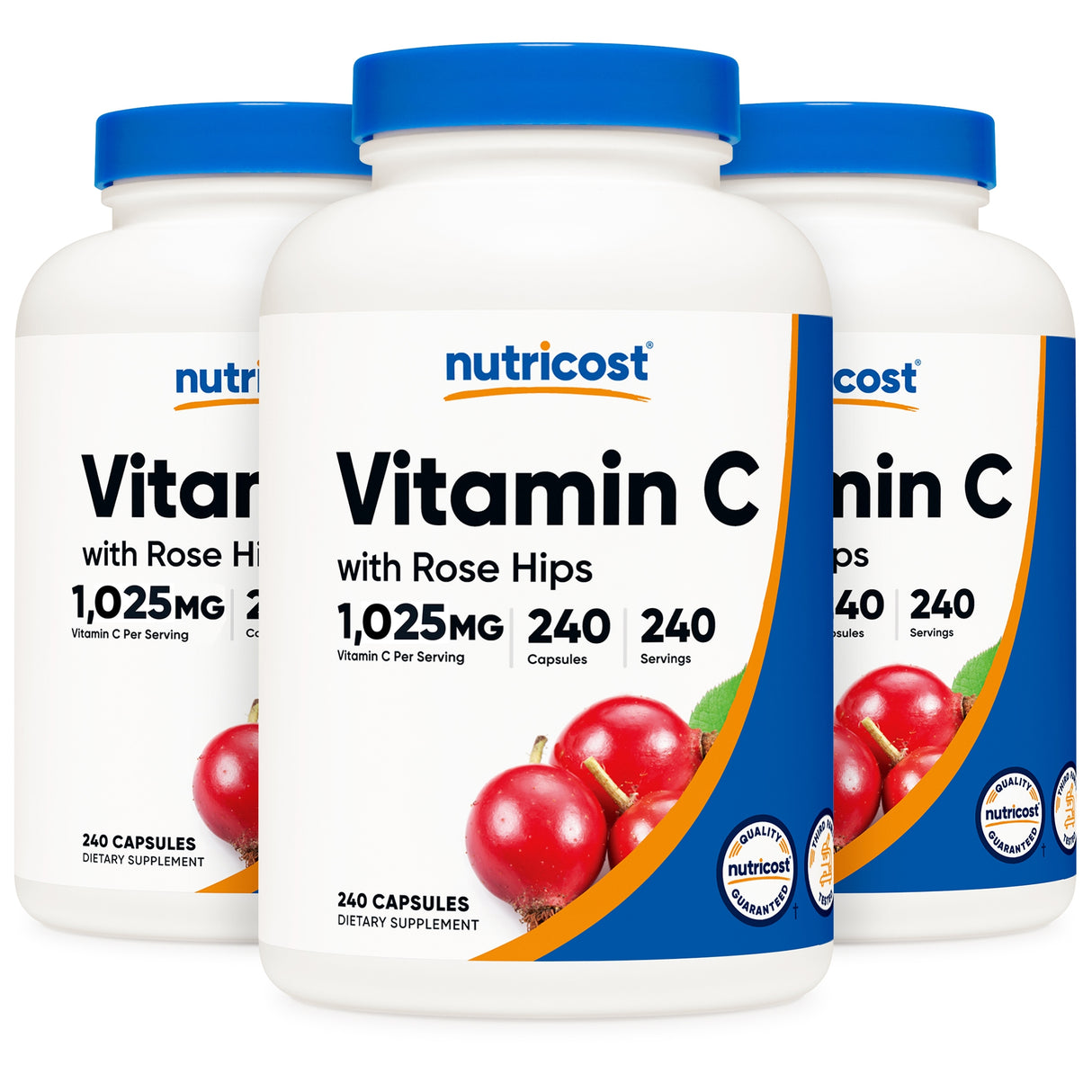 Dietary Supplement nutricost® Vitamin C with Rose Hips Vitamin C / Rose Hips 1,000 mg - 25 mg Strength Capsule 240 Per Bottle - BeHope