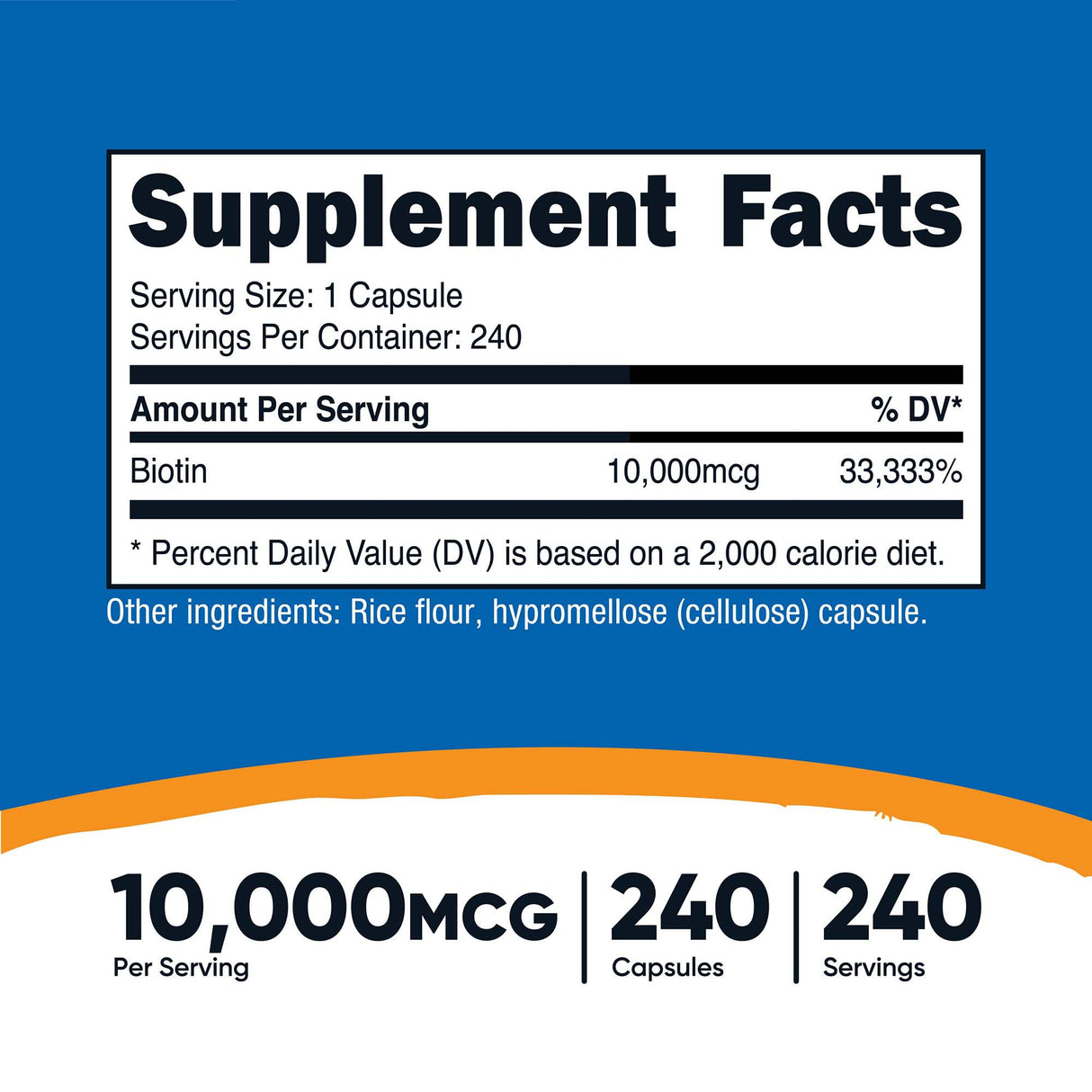 Dietary Supplement nutricost® Biotin 10 mg Strength Capsule 240 Per Bottle - BeHope
