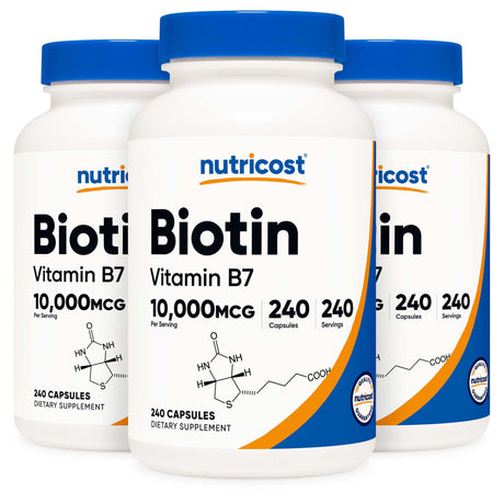 Dietary Supplement nutricost® Biotin 10 mg Strength Capsule 240 Per Bottle - BeHope