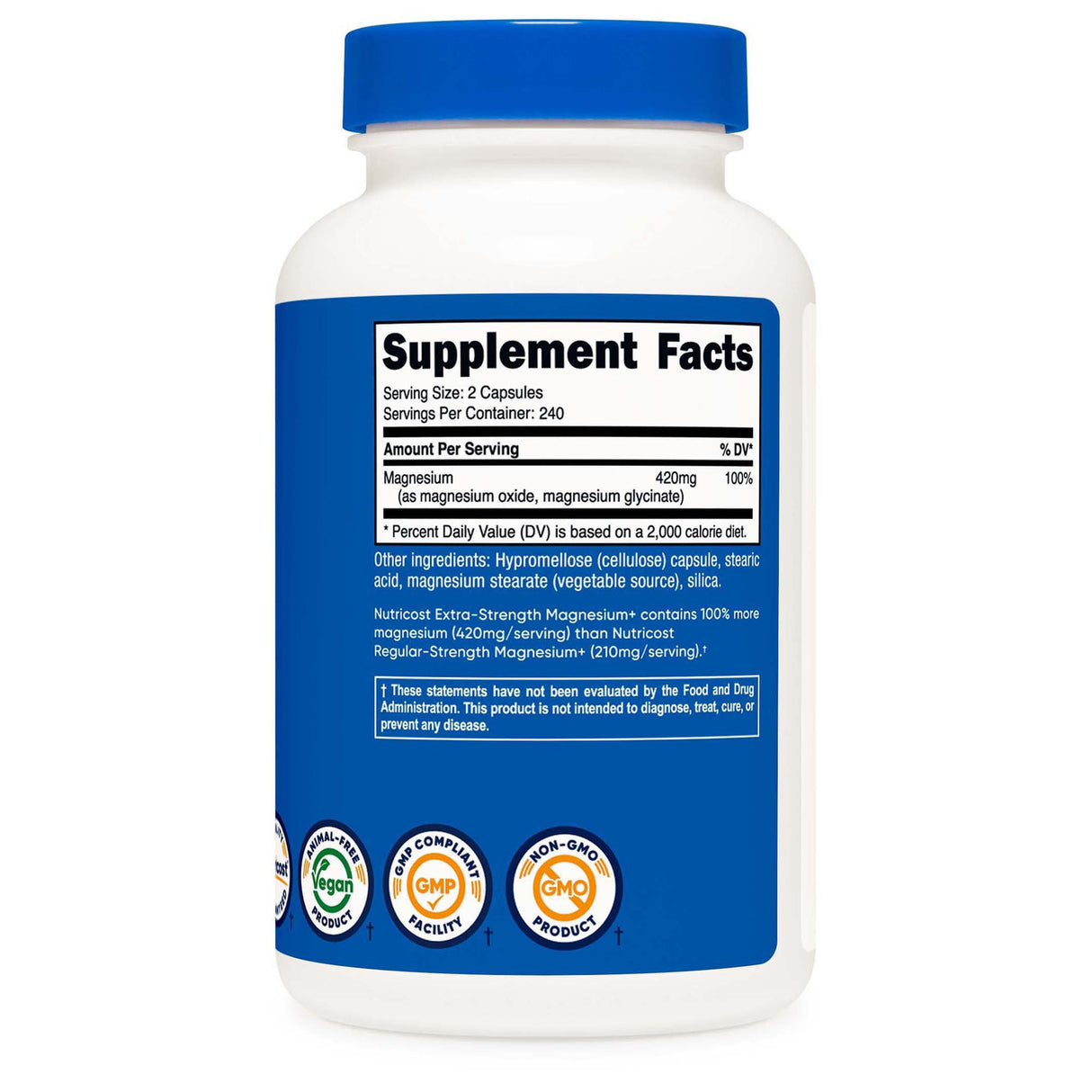 Dietary Supplement nutricost® Magnesium + XS 420 mg Strength Capsule 240 Per Bottle - BeHope