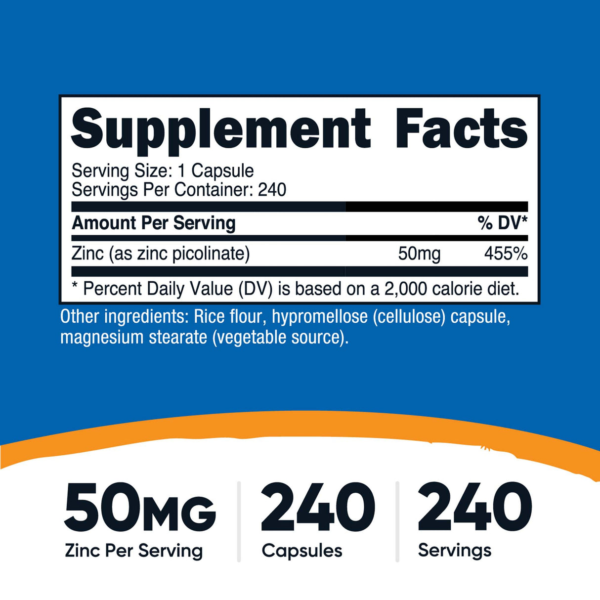 Dietary Supplement nutricost® Zinc Picolinate 50 mg Strength Capsule 240 Per Bottle - BeHope