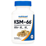 Dietary Supplement nutricost® KSM-66® Ashwagandha Extract / Black Pepper Extract 600 mg - 5 mg Strength Capsule 60 Per Bottle - BeHope