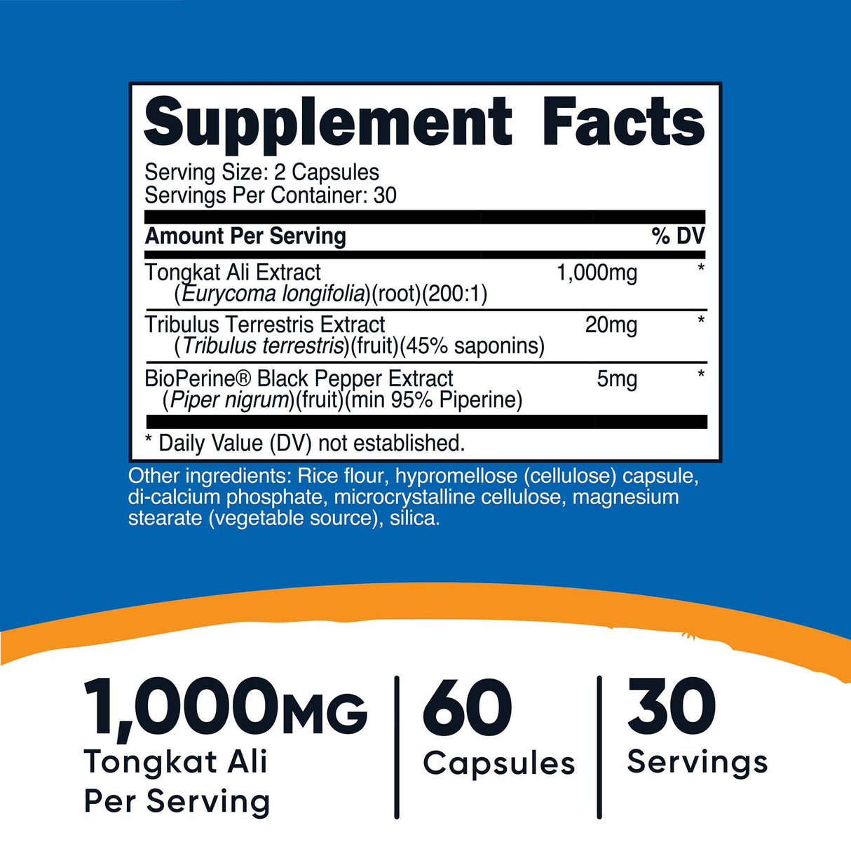 Dietary Supplement nutricost® Tongkat 1,000 mg Strength Capsule 60 Per Bottle - BeHope