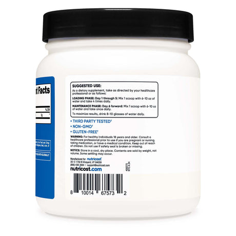 Oral Supplement Nutricost Creatine Monohydrate Unflavored Powder 1 lb. Canister - BeHope