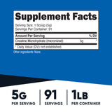 Oral Supplement Nutricost Creatine Monohydrate Unflavored Powder 1 lb. Canister - BeHope