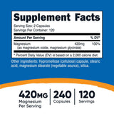 Dietary Supplement nutricost® Magnesium Citrate 420 mg Strength Capsule 240 Per Bottle - BeHope