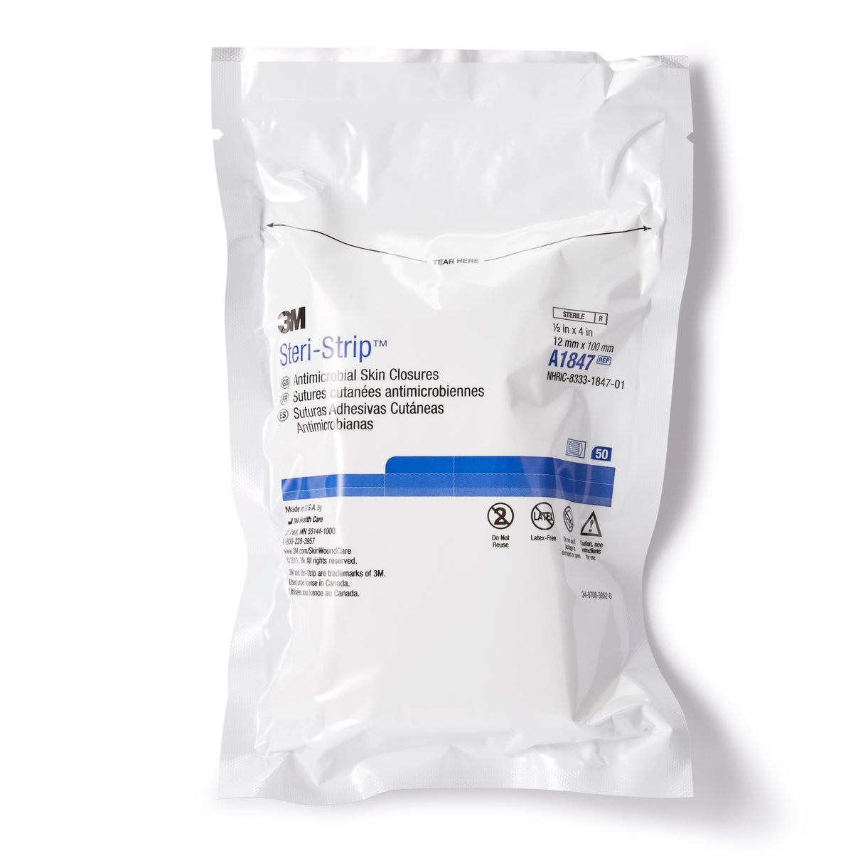 Antimicrobial Skin Closure Strip Steri-Strip™ Antimicrobial 1/2 X 4 Inch Nonwoven Material Reinforced Strip Tan - BeHope