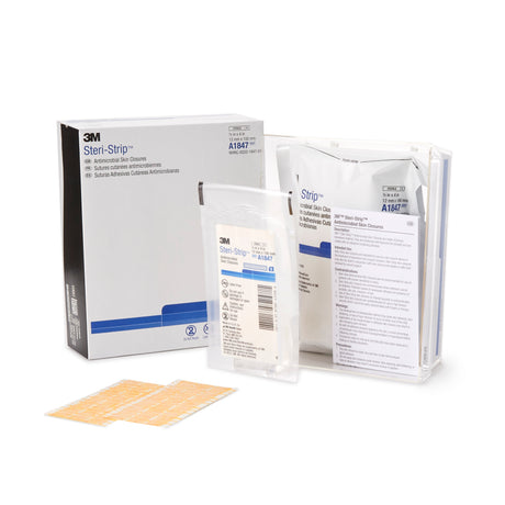 Antimicrobial Skin Closure Strip Steri-Strip™ Antimicrobial 1/2 X 4 Inch Nonwoven Material Reinforced Strip Tan - BeHope