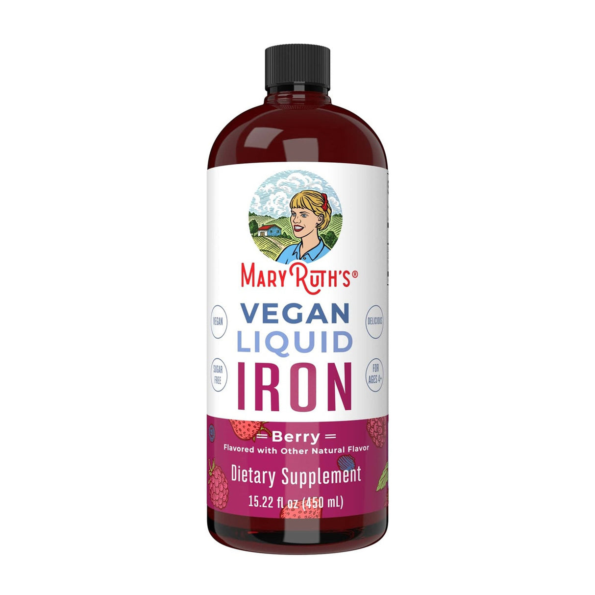 Dietary Supplement Mary Ruth's® Liquid Iron Iron 6 to 18 mg Strength Liquid 16 oz. Berry Flavor - BeHope