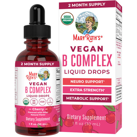 Dietary Supplement Mary Ruth's® Vegan B-Complex Niacin / Vitamin B6 / Folate / B12 / Biotin 2 mg - 2 mg - 400 mcg - 1,500 mcg - 2,500 mcg Strength Drop 1 oz. Cherry Flavor - BeHope