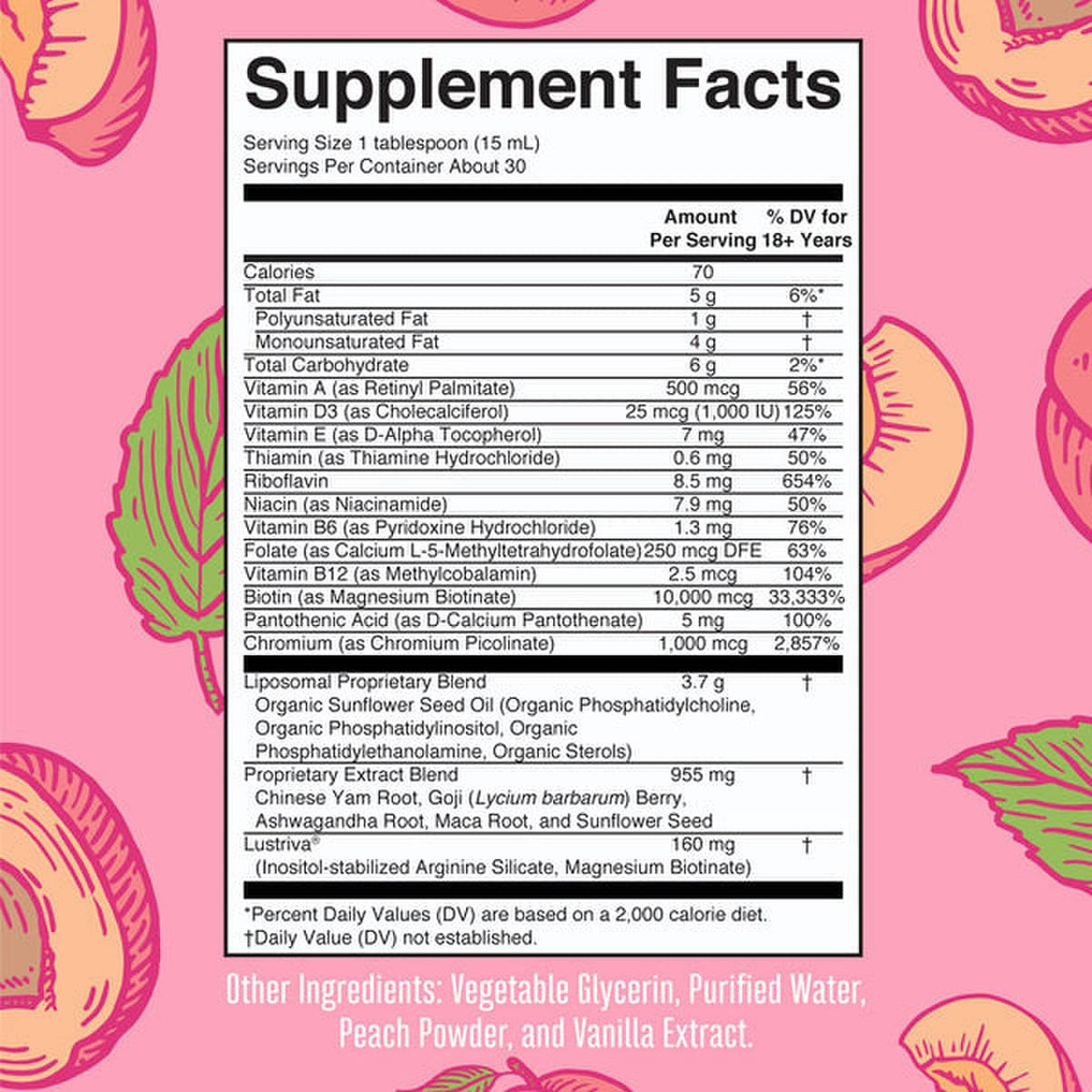 Multivitamin Supplement Mary Ruth's® Women's Multivitamin + Hair Growth Liposomal Vitamin A / D / E / Biotin 500 mcg - 25 mcg - 7 mg - 10,000 mcg Strength Liquid 15.22 oz. Peach Flavor - BeHope