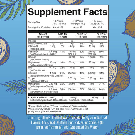 Dietary Supplement Mary Ruth's® Liquid Nighttime Multimineral Vitamin C / D / Calcium / Magnesium 1 mg - 1.7 mcg - 60 mg - 10 mg Strength Liquid 30 oz. Coconut Flavor - BeHope