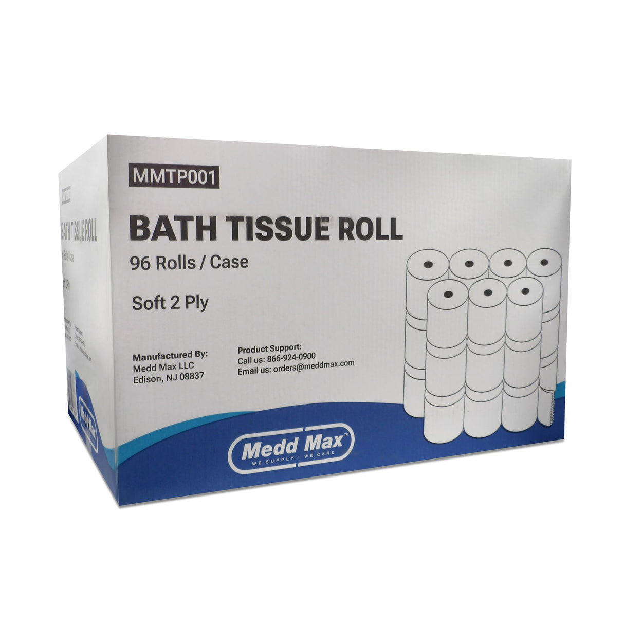 Toilet Tissue Medd Max White 2-Ply Standard Size Cored Roll 500 Sheets - BeHope