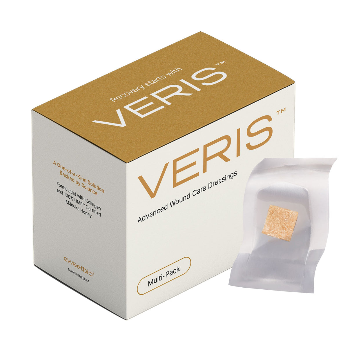 Honey Wound Gel VERISâ„¢ Square 1 X 1 Inch Sheet Sterile Without Adhesive - BeHope