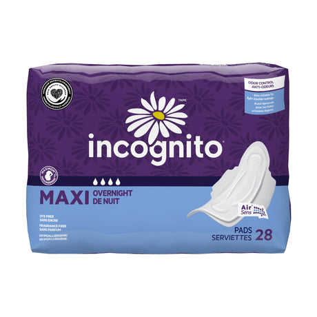 Feminine Pad Incognito® Maxi with Wings / Overnight Heavy Absorbency - BeHope