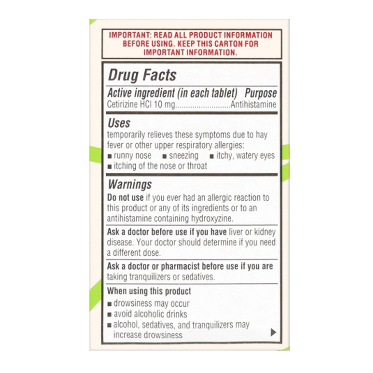 Allergy Relief Foster & Thrive™ 10 mg Strength Tablet 60 per Bottle - BeHope