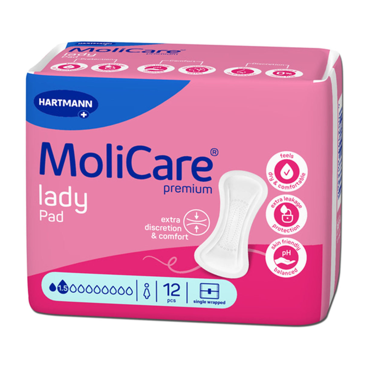 Bladder Control Pad MoliCare® premium lady 4 X 8-3/5 Inch Light Absorbency Polymer Core One Size Fits Most - BeHope