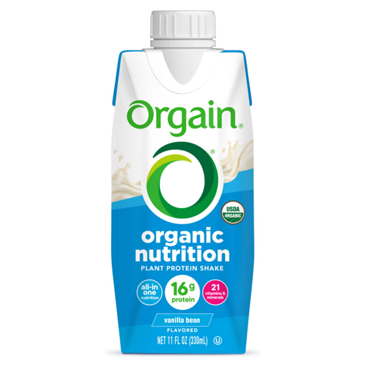 Oral Supplement Orgain® Organic Nutrition™ Shake Sweet Vanilla Bean Flavor Liquid 11 oz. Carton - BeHope