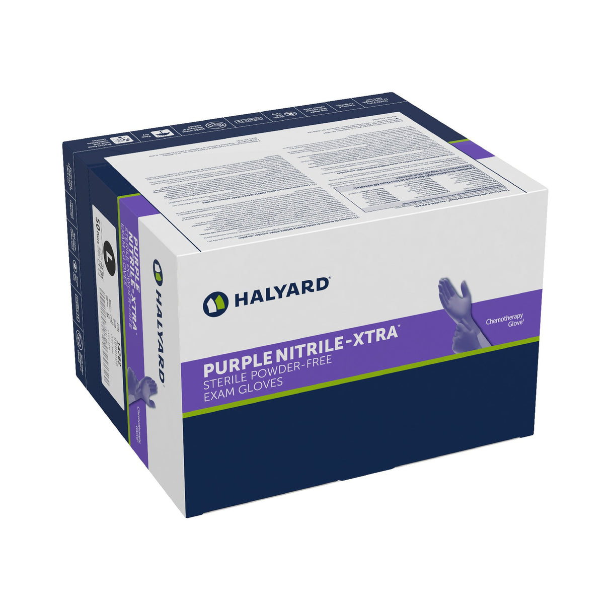 Exam Glove Purple Nitrile-Xtra™ Large Sterile Pair Nitrile Extended Cuff Length Textured Fingertips Purple Chemo Tested - BeHope