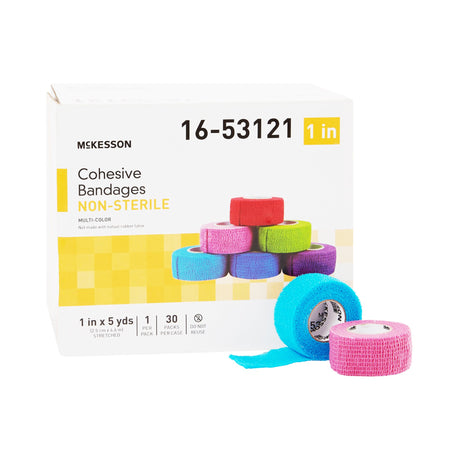 Cohesive Bandage McKesson 1 Inch X 5 Yard Self-Adherent Closure Purple / Pink / Green / Light Blue / Royal Blue / Red NonSterile Standard Compression - BeHope
