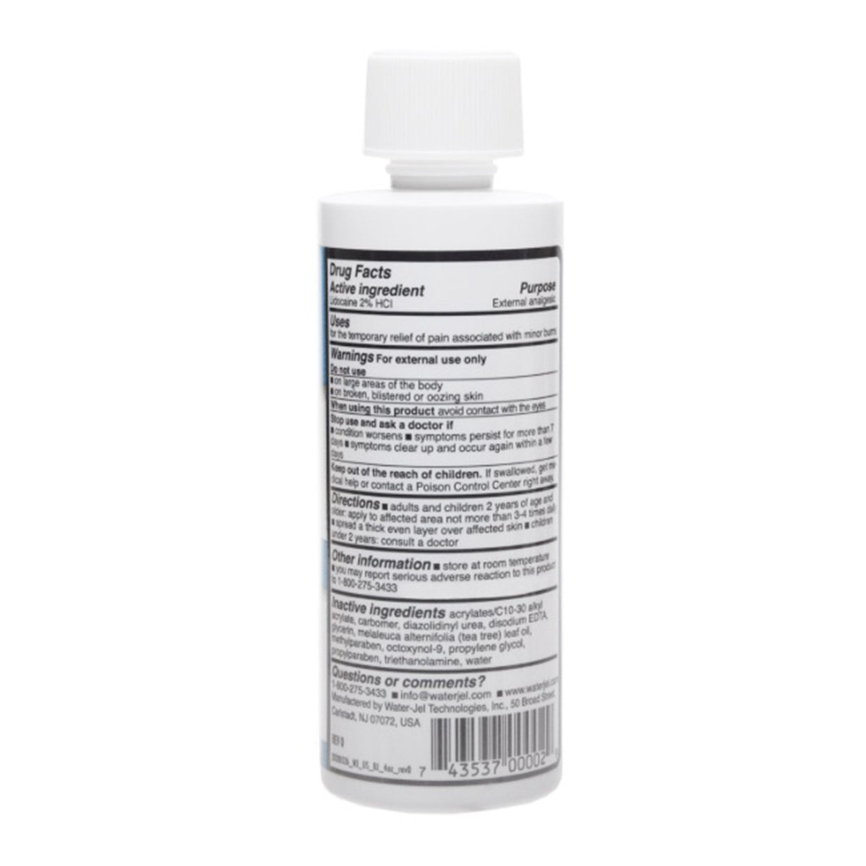 Burn Relief Lidocaine Water Jel® Burn Jel® Topical Gel 4 oz. Bottle - BeHope