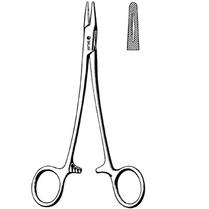 Needle Holder Mayo-Hegar 6 Inch Length Straight Serrated Tip Finger Ring Handle - BeHope