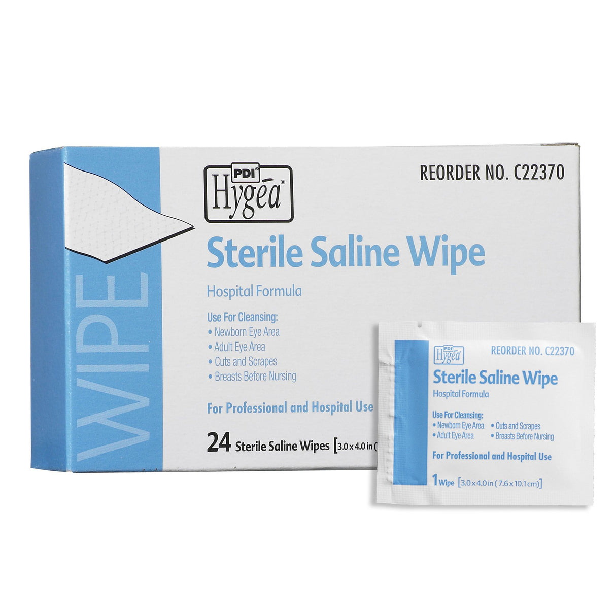 Saline Cleansing Towelette Hygea® Individual Packet Unscented 24 Count - BeHope