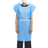 Patient Exam Gown McKesson One Size Fits Most Blue Disposable - BeHope