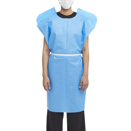 Patient Exam Gown McKesson One Size Fits Most Blue Disposable - BeHope