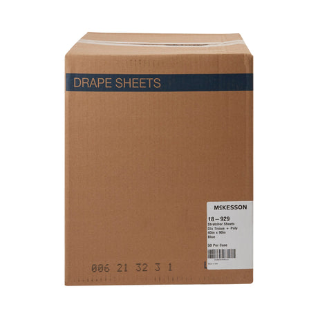 Stretcher Sheet McKesson Flat 40 W X 90 L Inch Blue 50% Cellulose Tissue / 50% Polyethylene Film Disposable - BeHope