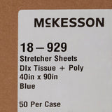 Stretcher Sheet McKesson Flat 40 W X 90 L Inch Blue 50% Cellulose Tissue / 50% Polyethylene Film Disposable - BeHope