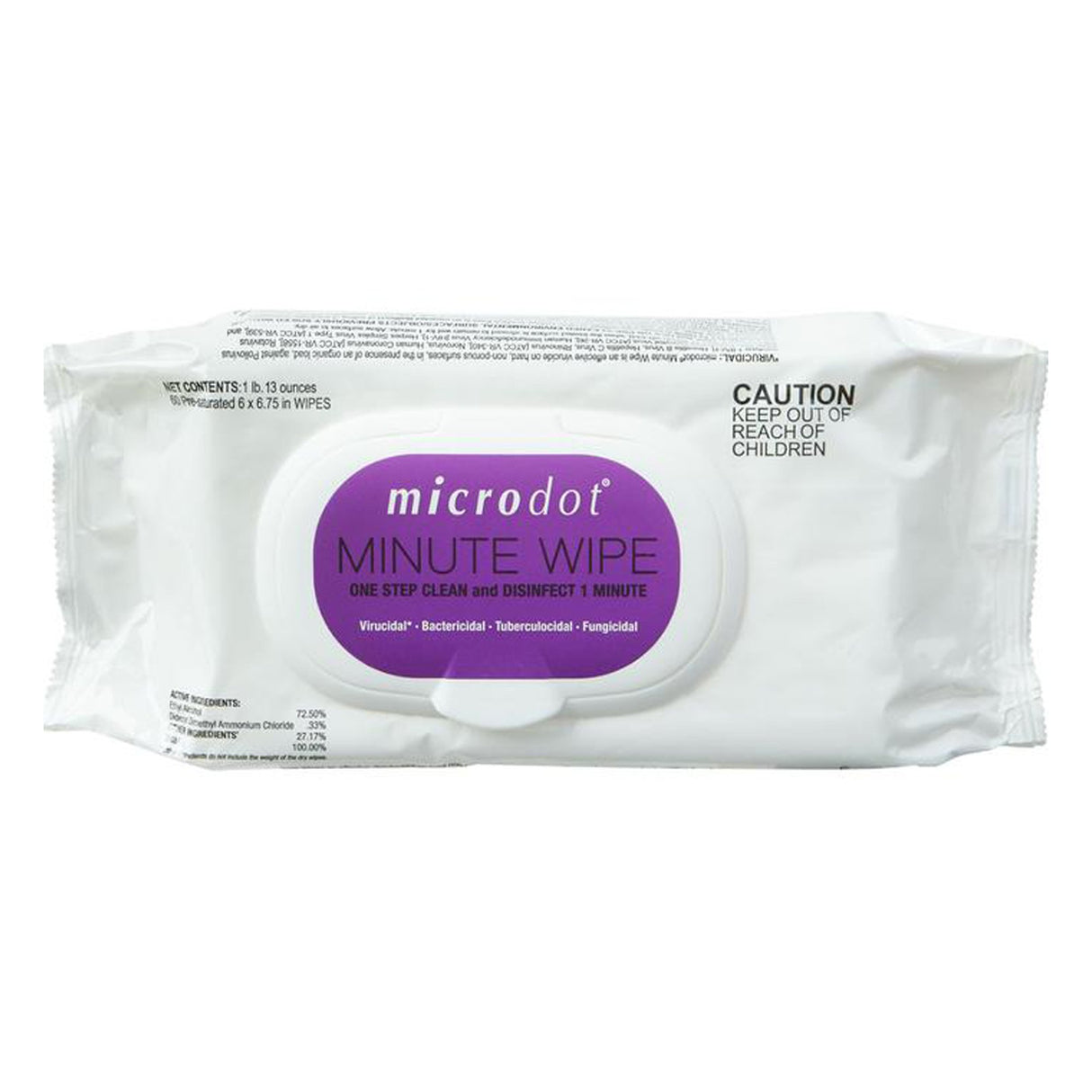 Surface Disinfectant Cleaner microdot® Minute Wipe Premoistened Alcohol Based Manual Pull Wipe 60 Count Soft Pack Alcohol Scent NonSterile - BeHope