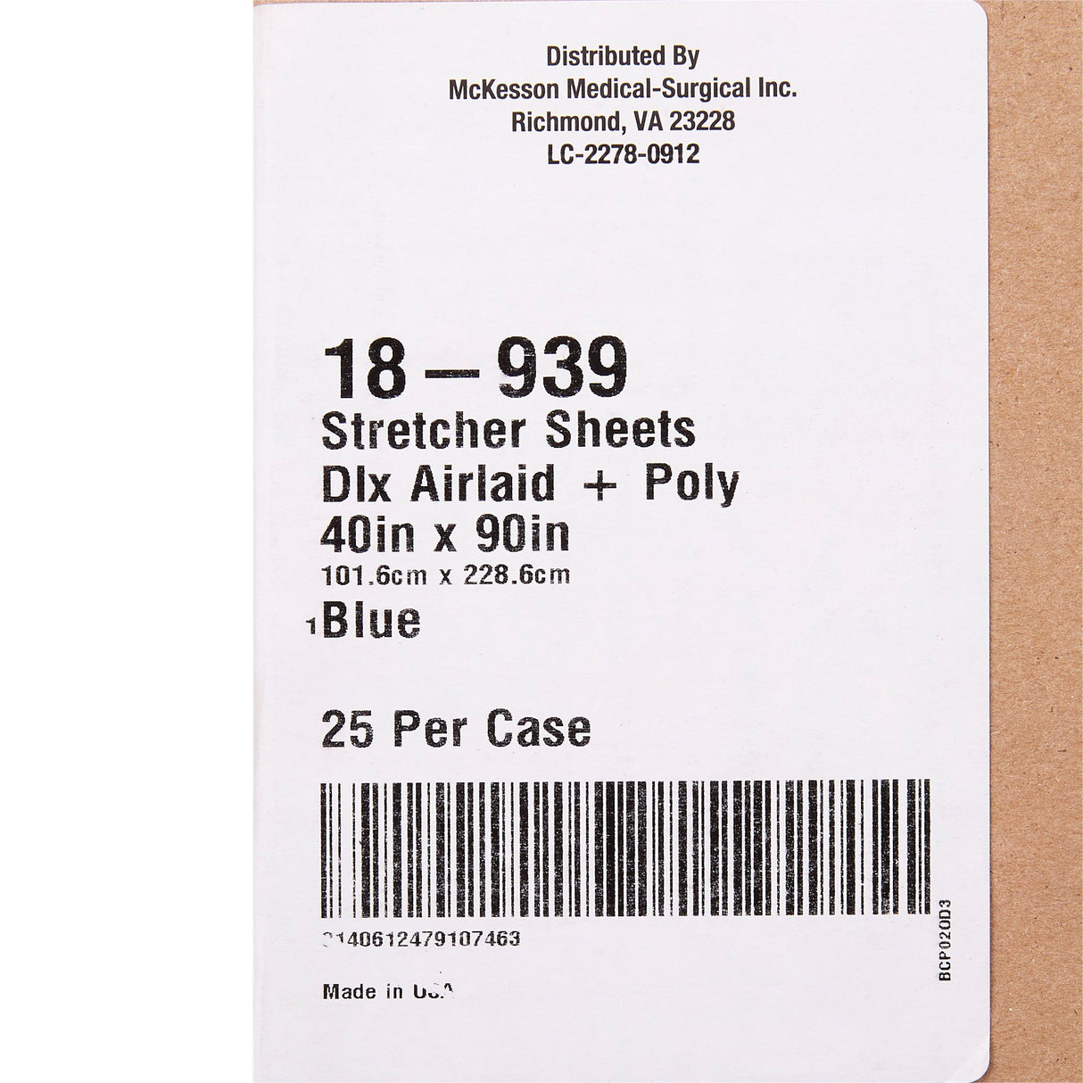 Stretcher Sheet McKesson Flat 40 W X 90 L Inch Blue Polyback Airlaid Disposable - BeHope