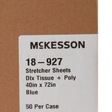 Stretcher Sheet McKesson Flat 40 W X 72 L Inch Blue 50% Cellulose Tissue / 50% Polyethylene Film Disposable - BeHope