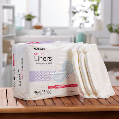 Incontinence Liner McKesson Super 25-1/5 Inch Length Moderate Absorbency Polymer Core One Size Fits Most - BeHope