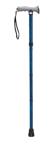 Folding Cane Alum W/gel Grip Blue Crackle - BeHope