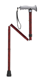 Canne pliante en aluminium avec poignée en gel, rouge craquelé