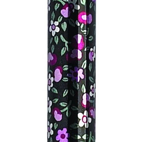 Canne pliante à poignée pistolet réglable, motif floral noir, pointures 33 à 37