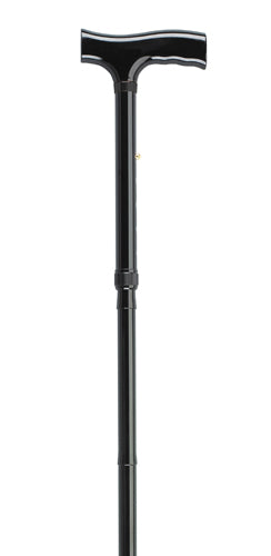 Canne pliante à poignée pistolet réglable, motif floral noir, pointures 33 à 37