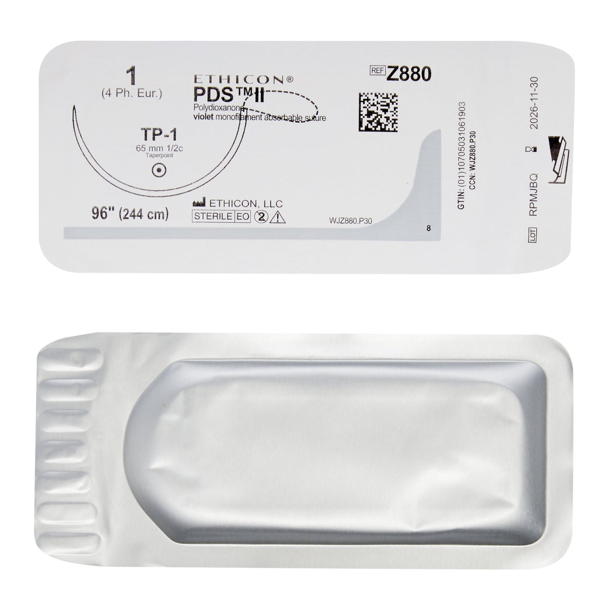 Absorbable Suture with Needle PDS™ II Polydioxanone TP-1 1/2 Circle Taper Point Needle Size 1 Monofilament - BeHope