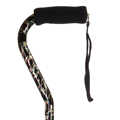 Canne en aluminium à poignée décalée, couleur camouflage noir (l'unité)