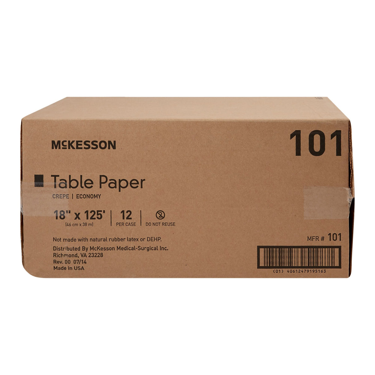 Table Paper McKesson 18 Inch Width 125 Foot Length White Crepe - BeHope