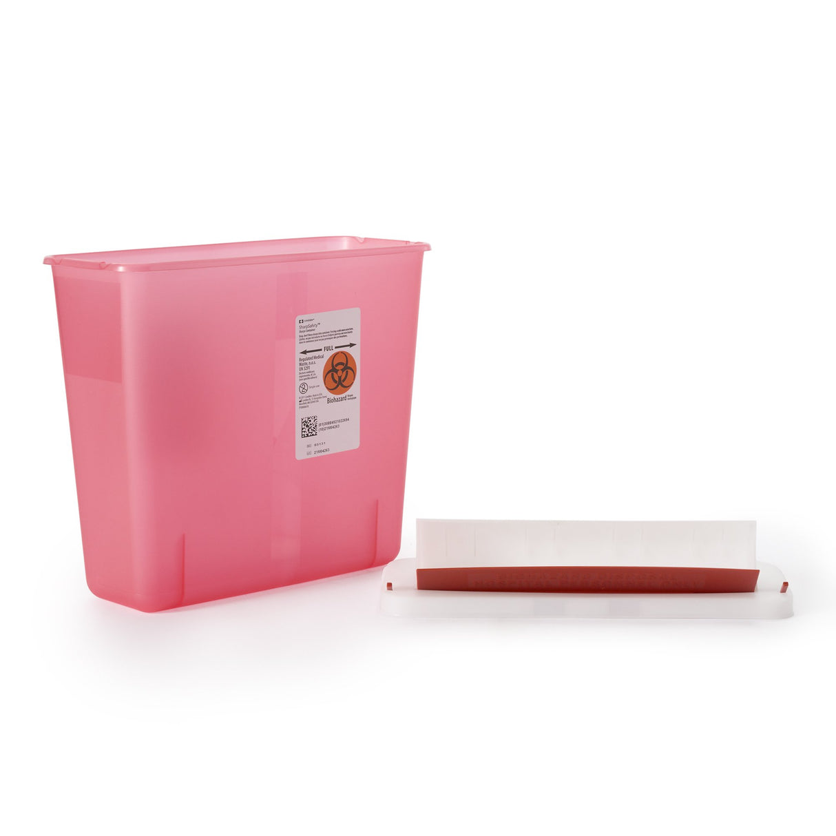 Sharps Container In-Room™ Translucent Red Base 11 H X 10-3/4 W X 4-3/4 D Inch Horizontal Entry 1.25 Gallon - BeHope